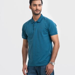 Blue Cotton Pique Polo